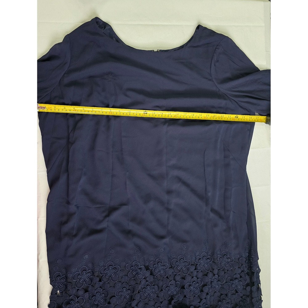 Tahari Arthur S Levine Navy Blue Floral Lace Hem Shift Dress 22W 6226L474 NWT - Picture 9 of 16